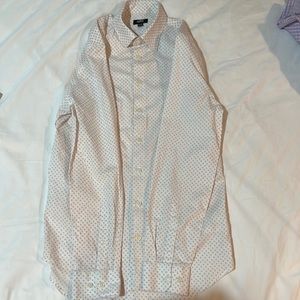 Express Button-Down Patterned Poplin Shirt (XS)